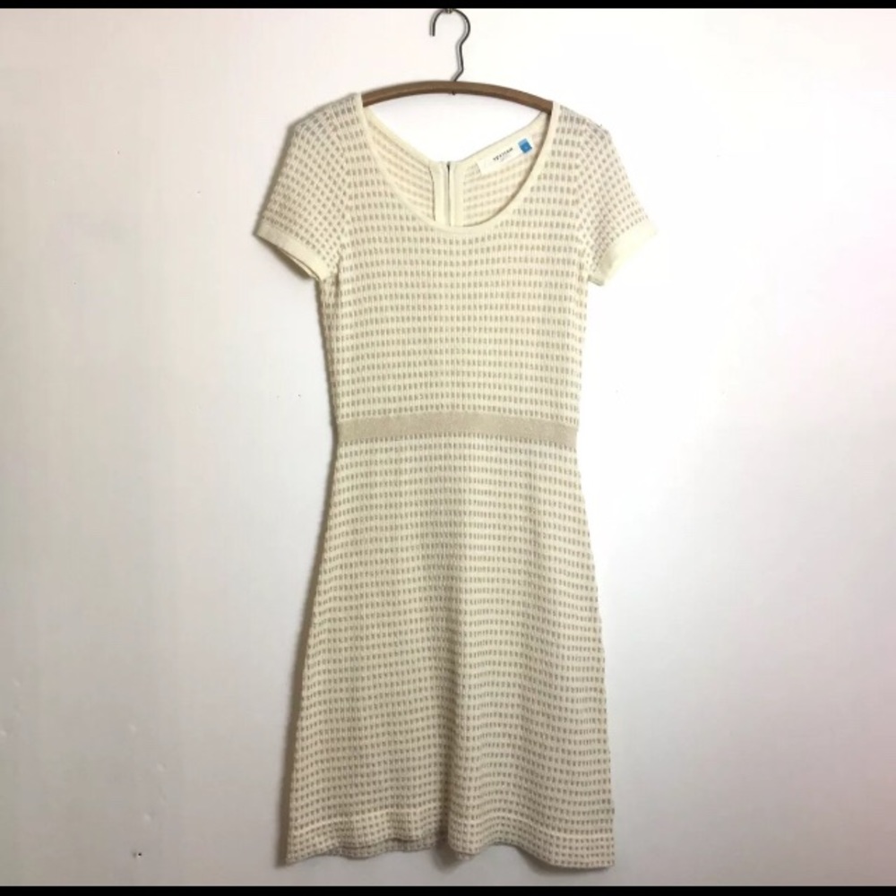 Anthropologie SPARROW GILT GRID SWEATER DRESS M sparkle and shine